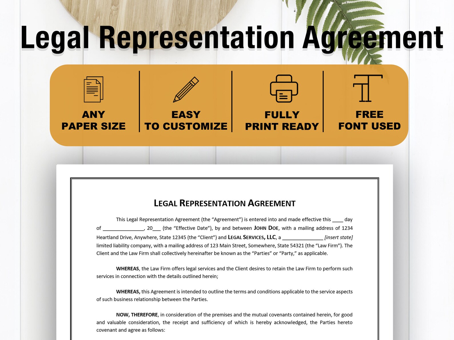 Legal Representation Agreement Template Lawyer Attorney Legal 