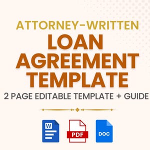 Loan Agreement Template | Promissory Note | Loan Contract | IOU | Borrowing Contract | Loan IOU Agreement | Promissory Note Form