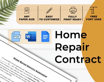 Sjabloon woningreparatiecontract: bewerkbare zakelijke overeenkomst (digitale download)