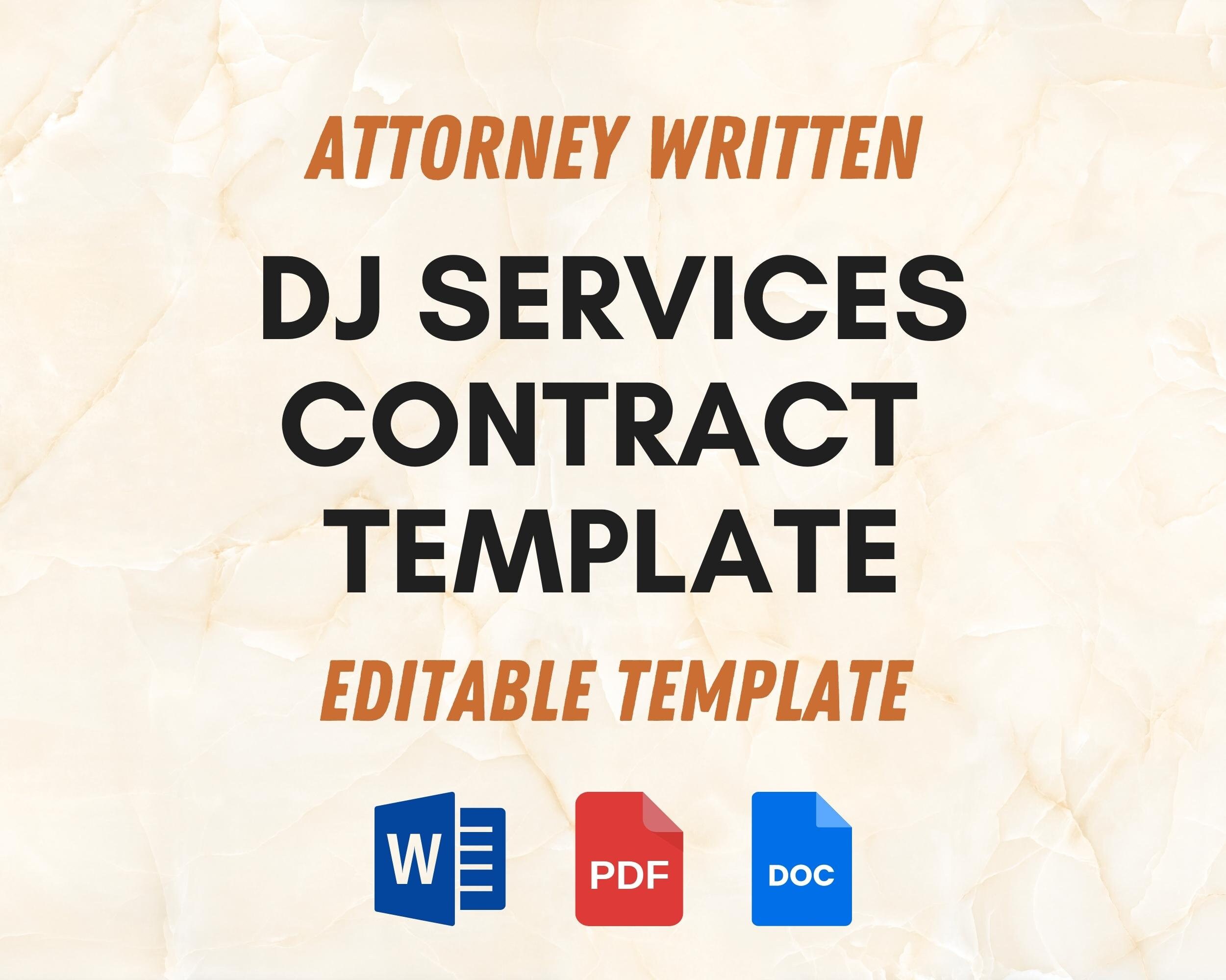 DJ Services Contract Template Disc Jockey Business DJ - Etsy