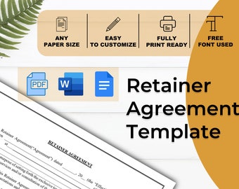 Retainer Agreement Template | Legal Contract | Scope Of Engagement | Ms Word | Easy to Edit