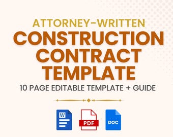 Construction Contract Template for Handyman, Commercial, and General Contractors | Remodeling, Home Improvement, and Residential Contracts