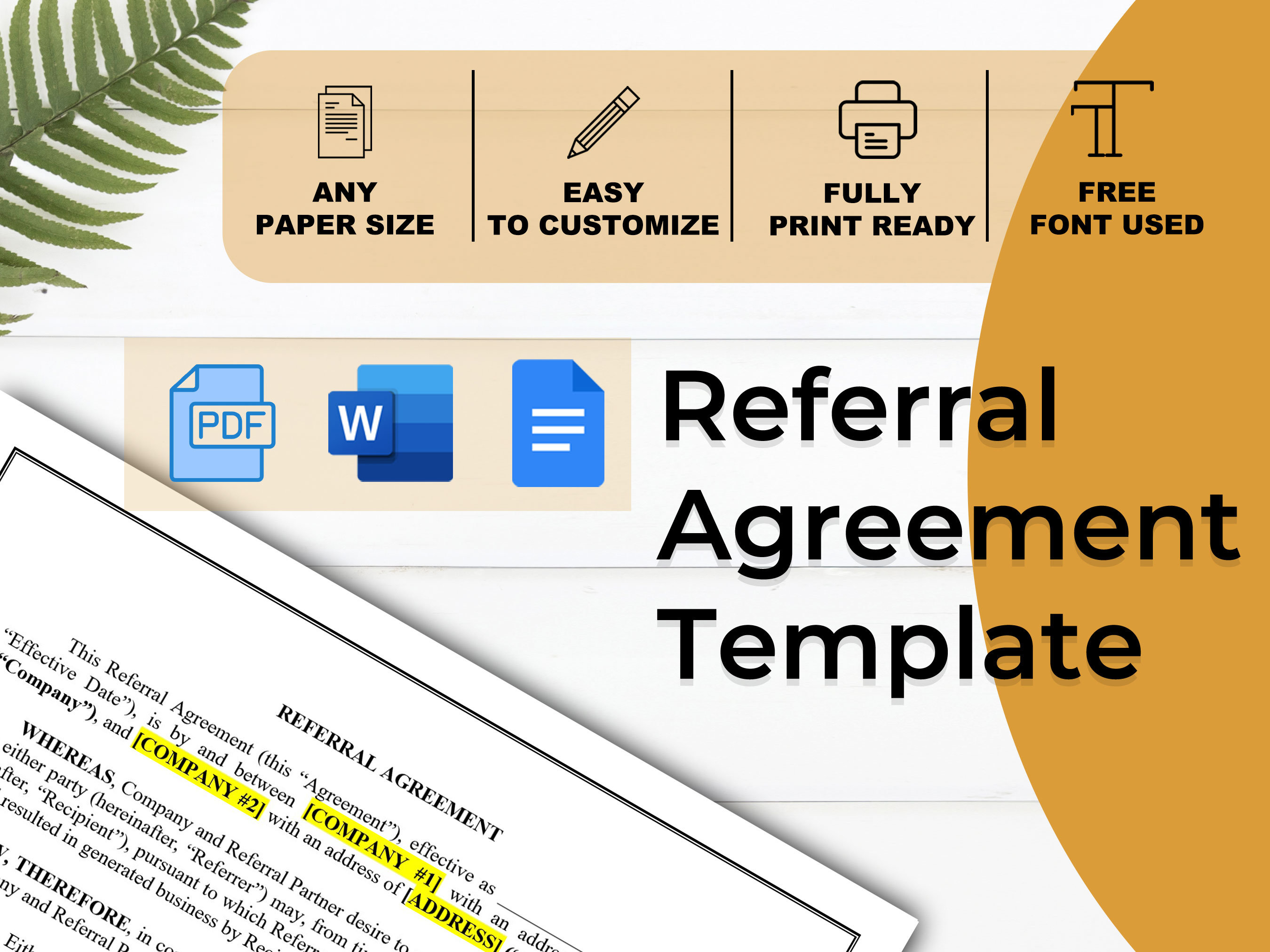 Referral Agreement Template: Business Contract (Microsoft Word, Instant Download)