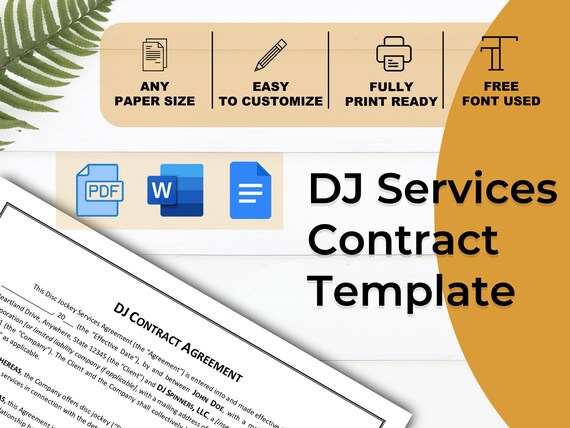 DJ Services Contract Template Disc Jockey Business DJ Show - Etsy Hong Kong