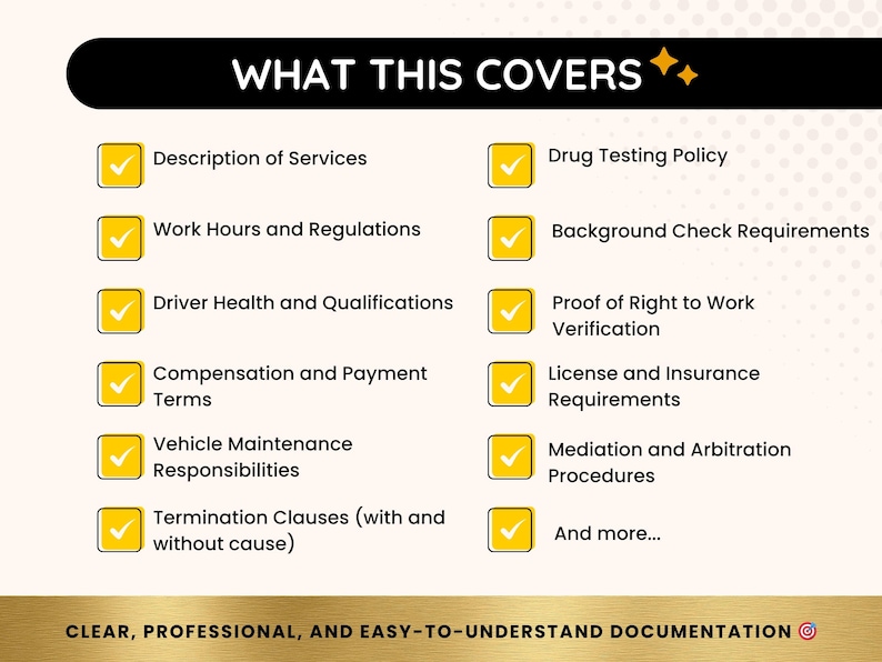 Truck Driver Contract Template: Editable PDF and Word Agreement