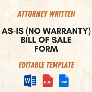 As-is (no Warranty) Bill of Sale Form Template for Vehicles, Bikes ...