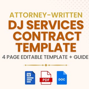 DJ Services Contract Template | Disc Jockey Business | DJ Agreement | Editable DJ Show Agreement for Weddings and Events | Wedding dj