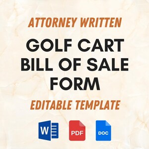 ゴルフ カートの売買契約書フォーム - ゴルフ カートの所有権を簡単に譲渡 | 売買契約 | 車両取引 | 法的文書
