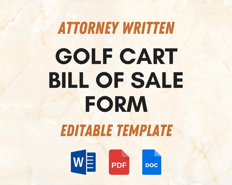 Golf Cart Bill of Sale Form Transfer Ownership of Your Golf Cart Easily