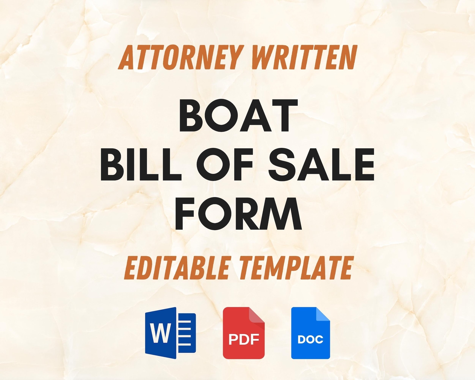 Boat Bill of Sale Form Printable PDF & Word Document Template for