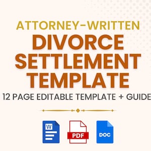 Divorce Settlement Agreement | Marital Settlement Agreement | Divorce Paper | Decree of Divorce | Divorce contract | Legal Separation Papers