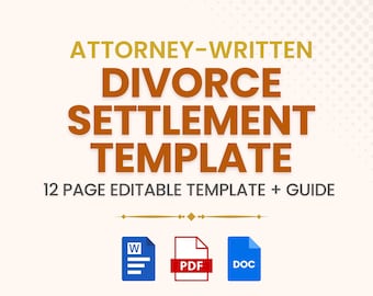 Divorce Settlement Agreement Template: Attorney-Written (PDF & Word)