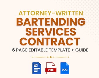 Bartending Services Contract Template: Attorney-Written Agreement (PDF & DOC)