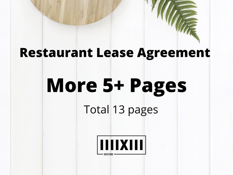 Restaurant Lease Agreement Standard Legal Document Commercial