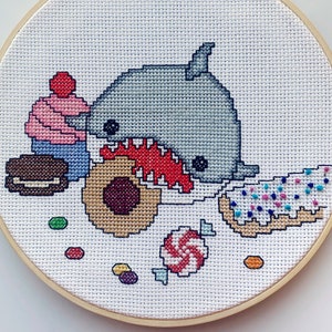 Dessert Time Shark Cross Stitch Pattern