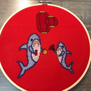 Lunar New Year Sharks Cross Stitch Pattern