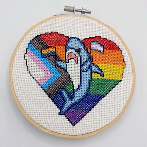 Updated Pride Shark Cross Stitch Pattern PDF