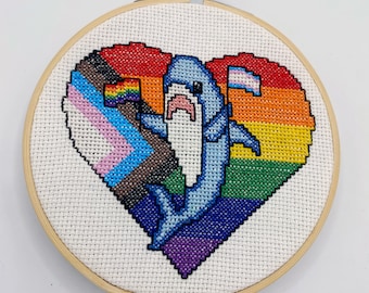Updated Pride Shark Cross Stitch Pattern PDF