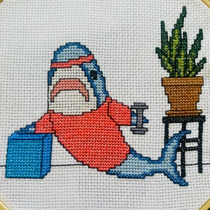Workout Shark Cross Stitch Pattern