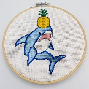 Pineapple Shark Cross Stitch Pattern PDF