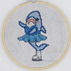 Figure Skating Shark Cross Stitch Pattern PDF