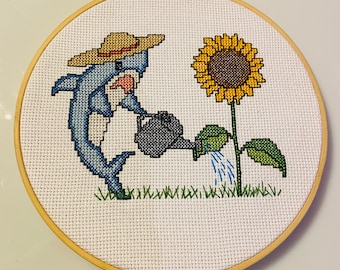 Garden Shark Sunflower Cross Stitch Pattern PDF