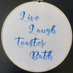 Live Laugh Toaster Bath Cross Stitch Pattern PDF