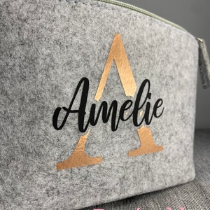 Cosmetic bag personalized name initial letter felt size S, M gift idea image 7