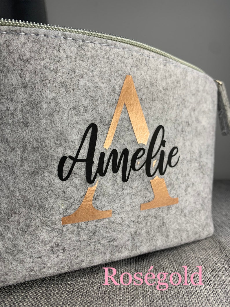 Cosmetic bag personalized name initial letter felt size S, M gift idea image 7