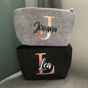Cosmetic bag personalized name initial letter felt size S, M gift idea image 2