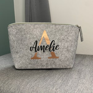 Cosmetic bag personalized name initial letter felt size S, M gift idea