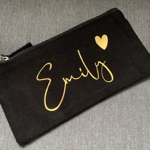 Pen bag personalized with name pencil case black rose gold size S image 4