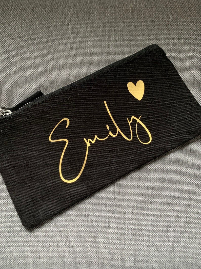 Pen bag personalized with name pencil case black rose gold size S image 4