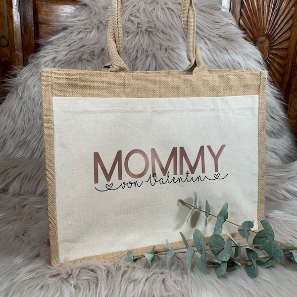 Jutetasche personalisiert Mommy Tasche Roségold