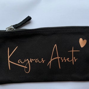 Pen bag personalized with name pencil case black rose gold size S image 5