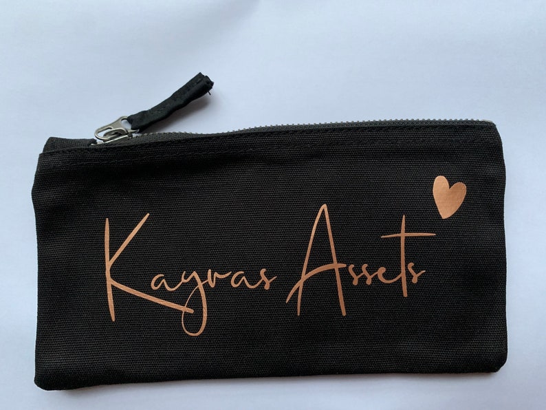 Pen bag personalized with name pencil case black rose gold size S image 5