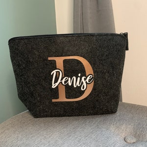 Cosmetic bag personalized name initial letter felt size S, M gift idea image 3