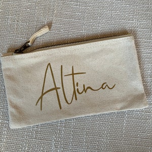 Pen bag personalized with name pencil case black rose gold size S image 2