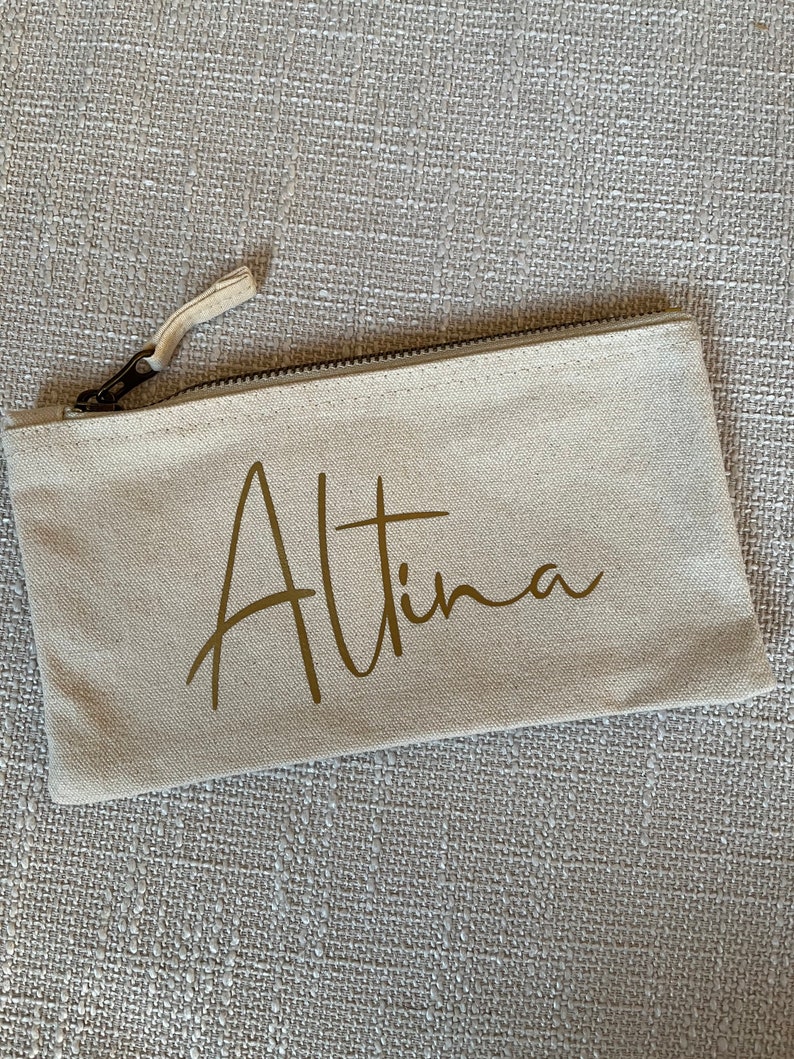 Pen bag personalized with name pencil case black rose gold size S image 2