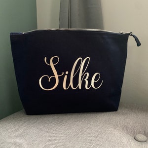 Kosmetiktasche personalisiert mit Name Schminktasche schwarz gold Größe S, M, L Muttertag VatertagGeschenkidee Bild 6