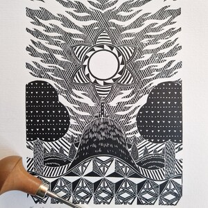 Girassol - Impressão em Linóleo Original