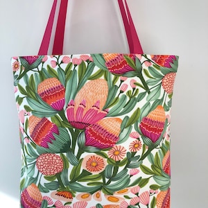 Gum Blossoms Tote Bag: Lined Cotton Shopper, Internal Pocket