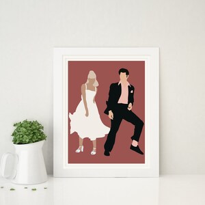 Minimalistic Grease Movie Illustration Digital Print INSTANT DOWNLOAD