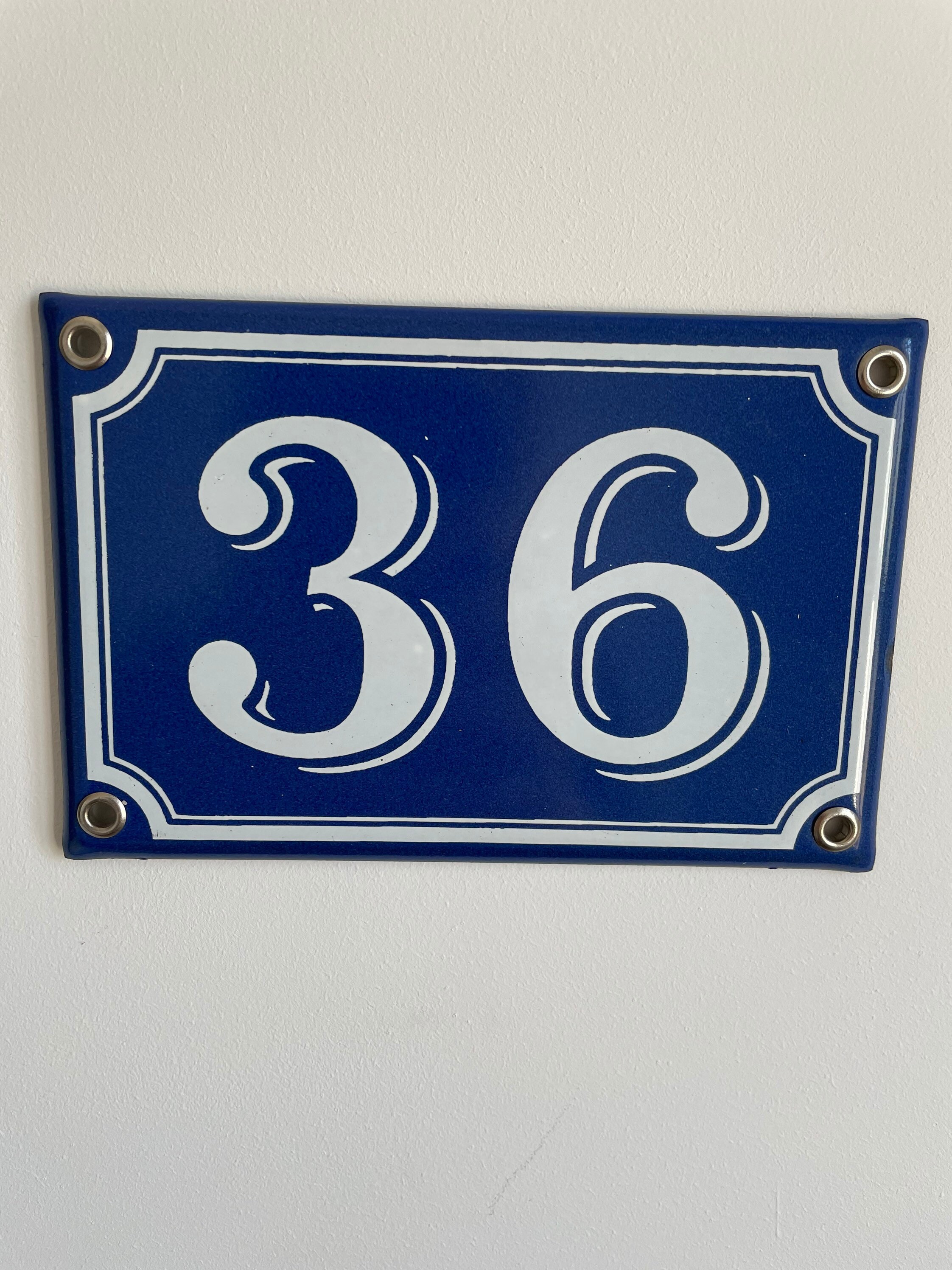 French vintage house number number enamelled metal number ...