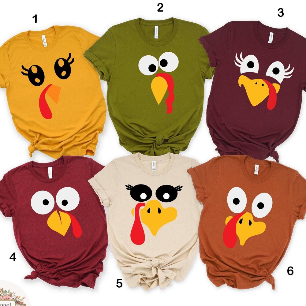 Thanksgiving Womens Cute Turkey Fall Thanksgiving Shirt, Thanksgiving Family Matching Shirt, Turkey Face Shirt, Funny Thanksgiving Shirt, Thanksgiving Women'S Fall Shirt Unisex Style Prowallart