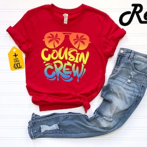 Cousin Crew Matching Shirts, Summer Vacation T-Shirt, Beach Trip Family Shirt, Cousin Group Shirt, Summer Cousin Shirt, Palm Sunglasses Tee image 2