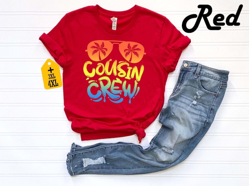Cousin Crew Matching Shirts, Summer Vacation T-Shirt, Beach Trip Family Shirt, Cousin Group Shirt, Summer Cousin Shirt, Palm Sunglasses Tee image 2