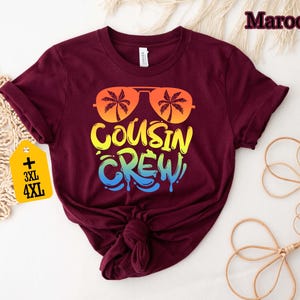 Cousin Crew Matching Shirts, Summer Vacation T-Shirt, Beach Trip Family Shirt, Cousin Group Shirt, Summer Cousin Shirt, Palm Sunglasses Tee image 5