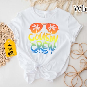 Cousin Crew Matching Shirts, Summer Vacation T-Shirt, Beach Trip Family Shirt, Cousin Group Shirt, Summer Cousin Shirt, Palm Sunglasses Tee image 4