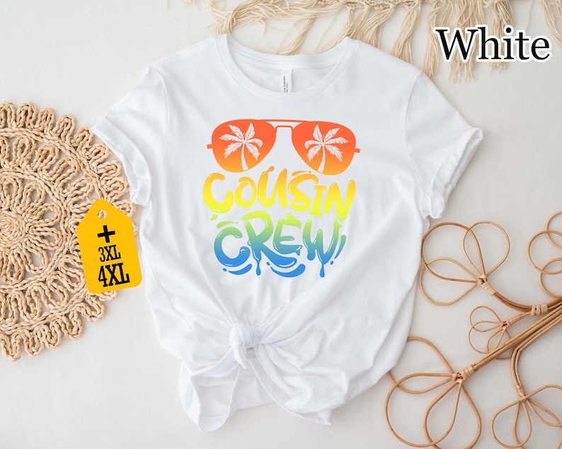 Cousin Crew Matching Shirts, Summer Vacation T-Shirt, Beach Trip Family Shirt, Cousin Group Shirt, Summer Cousin Shirt, Palm Sunglasses Tee image 4